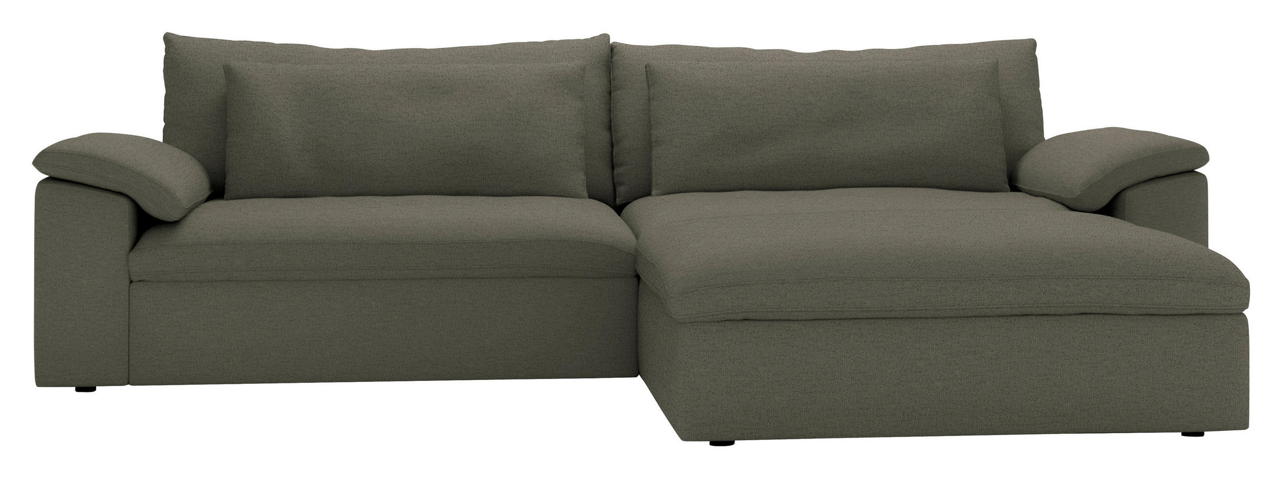 ECKSOFA Flachgewebe Grau  - Schwarz/Grau, Modern, Kunststoff/Textil (306/198cm) - Carryhome