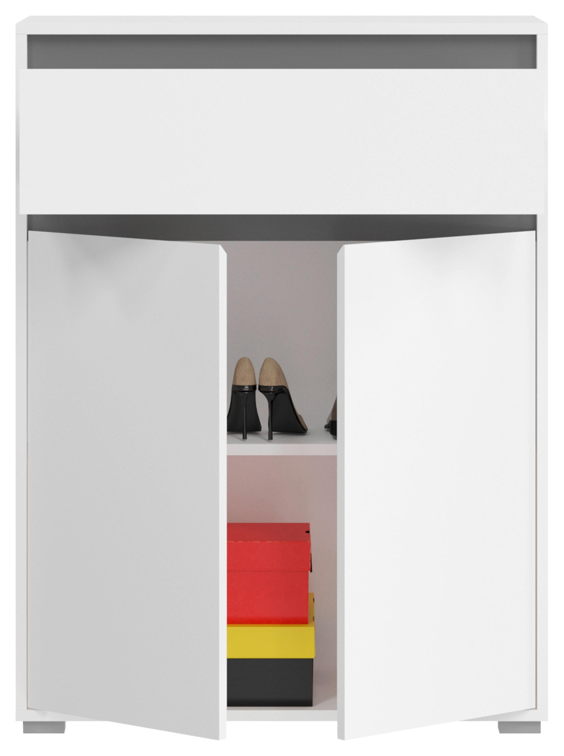 SCHUHSCHRANK Grau  - Silberfarben/Grau, KONVENTIONELL, Holzwerkstoff/Kunststoff (76/102/35cm) - MID.YOU