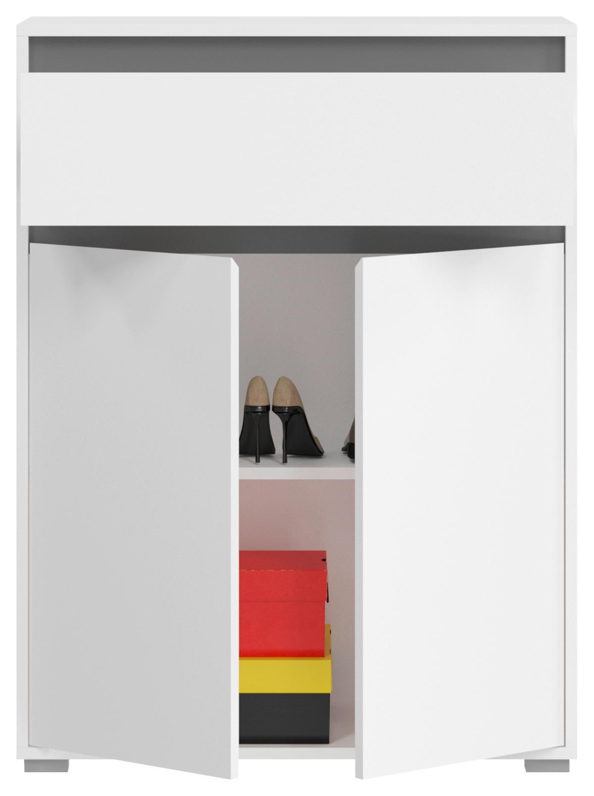 SCHUHSCHRANK Grau  - Silberfarben/Grau, KONVENTIONELL, Holzwerkstoff/Kunststoff (76/102/35cm) - MID.YOU