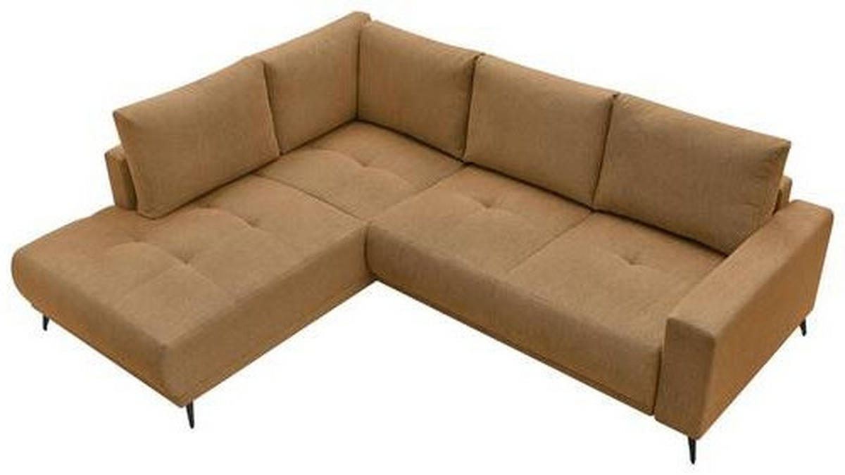 ECKSOFA RAFAEL Rostfarben Struktur Rückenkissen, Bettkasten  - Rostfarben/Schwarz, Design, Textil/Metall (218/269cm) - P & B