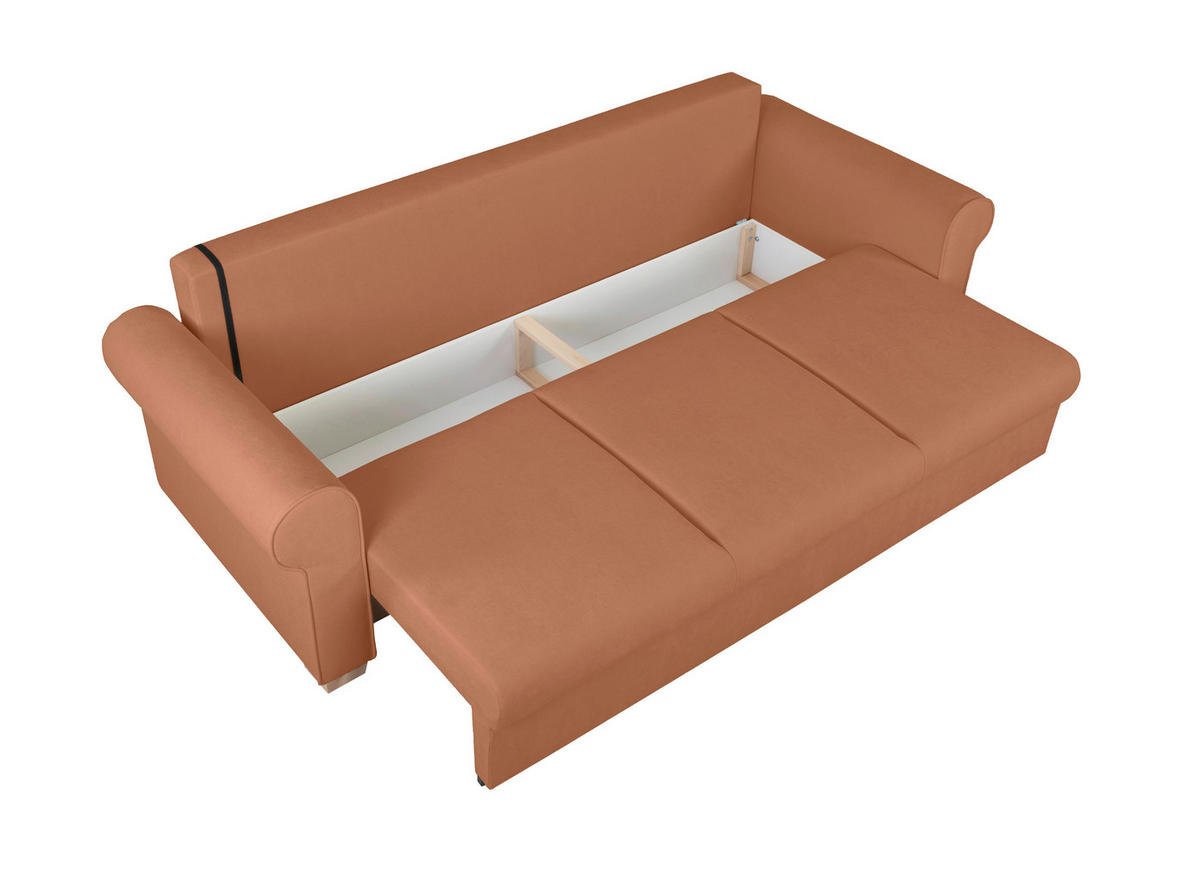 SCHLAFSOFA in Chenille Rostfarben  - Rostfarben/Buchefarben, Design, Holz/Textil (240/94/98cm) - MID.YOU