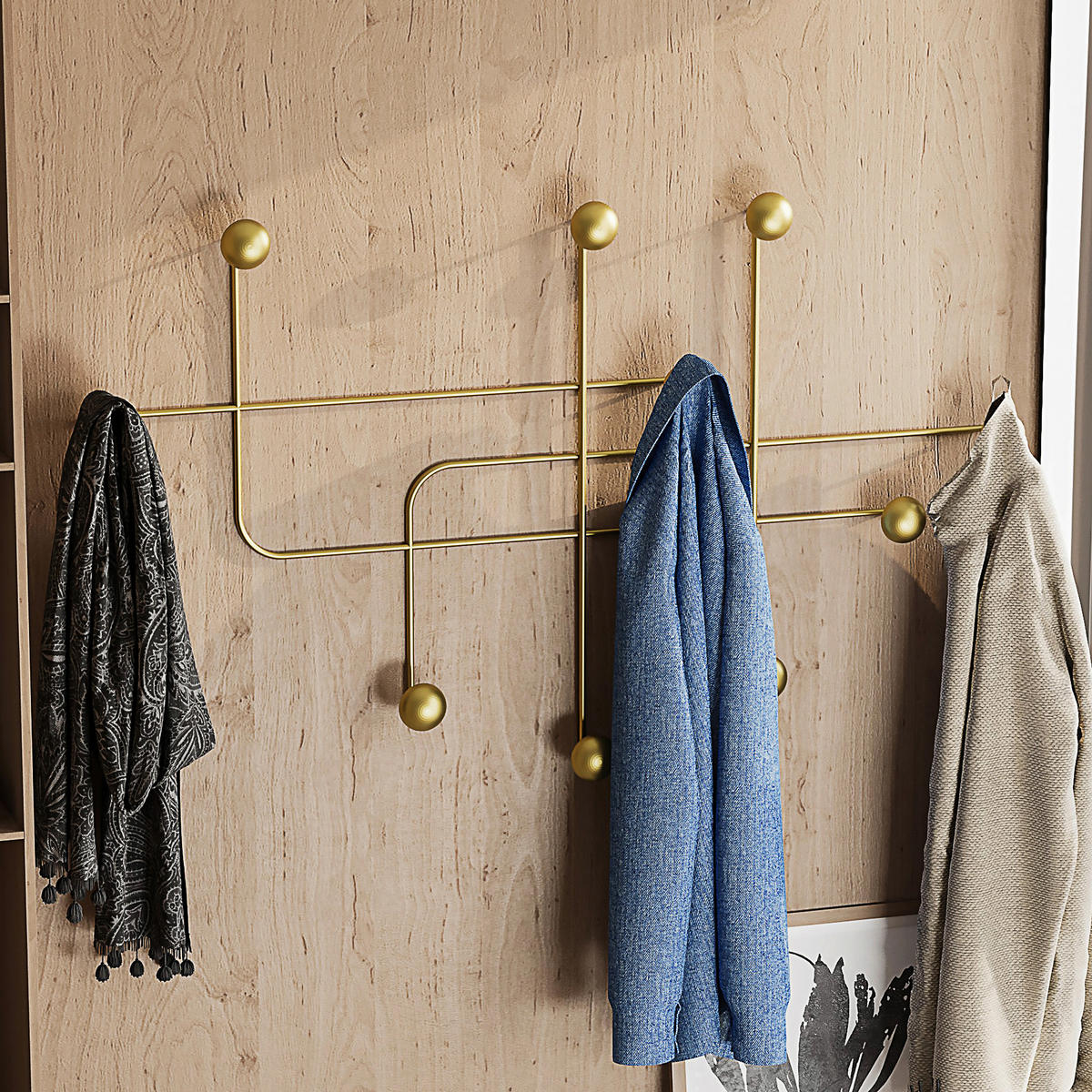 WANDGARDEROBE - Goldfarben, Basics, Metall (107/64/10cm)