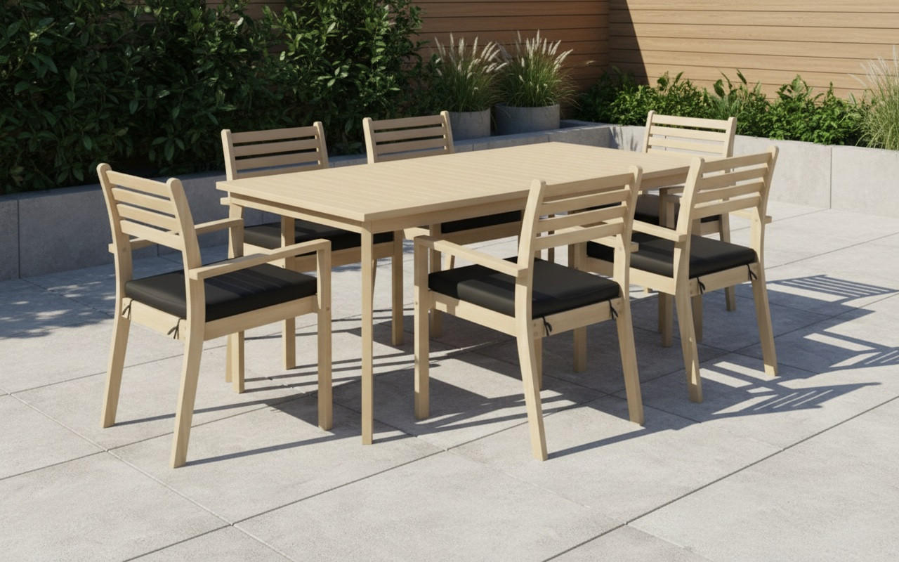 ZAHRADNÍ SESTAVA dřevo, plast - barvy teak, Natur, dřevo/plast (160/75/90cm) - Ambia Garden