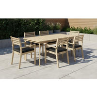 GARTENTISCHGRUPPE   - Teakfarben, Natur, Holz/Kunststoff (160/75/90cm) - Ambia Garden