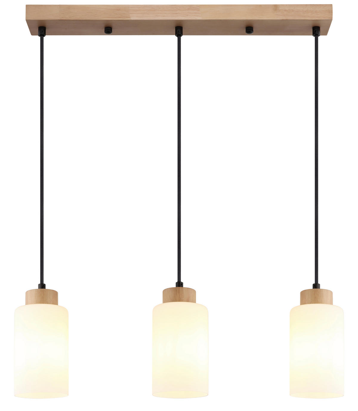 HÄNGELEUCHTE Rowena 60/10/120 cm  - Opal/Schwarz, Natur, Glas/Holz (60/10/120cm)