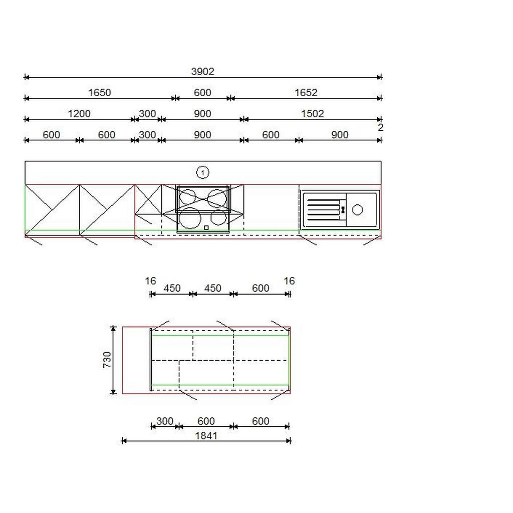 Thumbnail - Impuls Küchenleerblock Ip1200, Schwarz, Cappuccino, Metall, 3 Schubladen, nur wie online abgebildet bestellbar, 390.2x18...