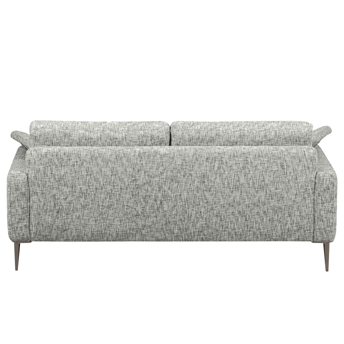 3-SITZER-SOFA Webstoff Grau  - Schwarzchrom/Grau, Design, Textil/Metall (187/85/92cm) - Livetastic