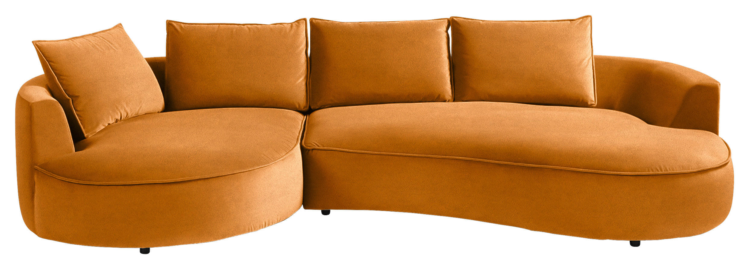 BIGSOFA Samt Rostfarben  - Rostfarben/Schwarz, Design, Kunststoff/Textil (154/82/322cm) - home24