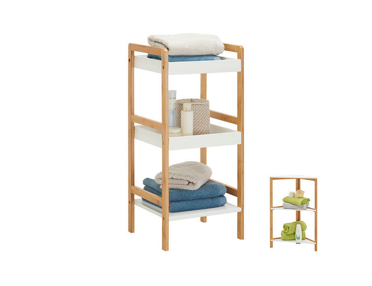 FÜRDŐSZOBAI POLC 36/80/33 cm  - natúr színű/fehér, Konventionell, faalapú anyag/fa (36/80/33cm) - Xora
