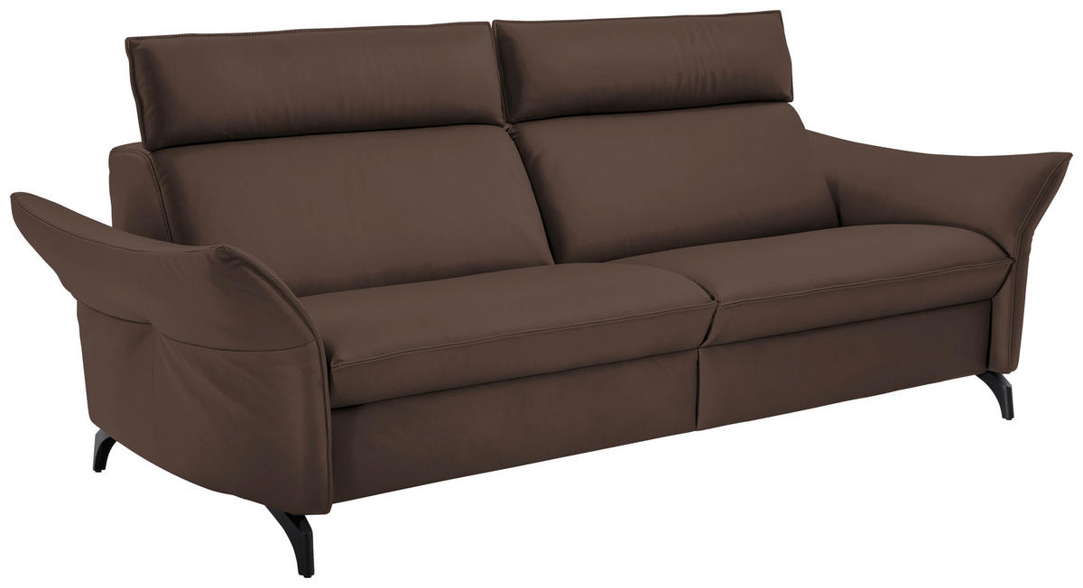 3-SITZER-SOFA in Echtleder Dunkelbraun  - Anthrazit/Dunkelbraun, Design, Leder/Metall (224/94/95cm) - Himolla
