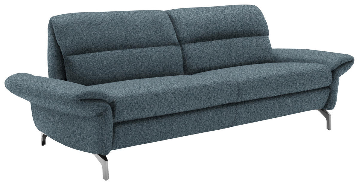 2-SITZER-SOFA in Flachgewebe Blau  - Blau/Nickelfarben, Design, Textil/Metall (186/87/100cm) - Schöner Wohnen