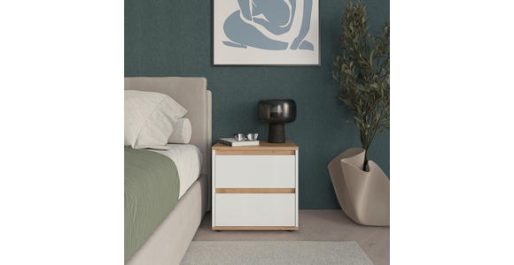 NACHTKÄSTCHEN 50/50/38 cm  in Weiß, Eiche Artisan  - Schwarz/Weiß, MODERN, Holzwerkstoff/Kunststoff (50/50/38cm) - Carryhome