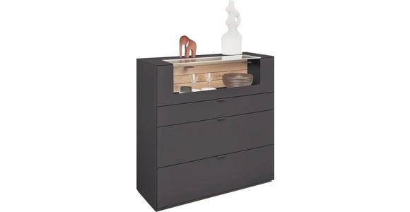 HIGHBOARD 121,9/121,5/45,2 cm  - Schwarz/Graphitfarben, Design, Glas/Holzwerkstoff (121,9/121,5/45,2cm) - Dieter Knoll