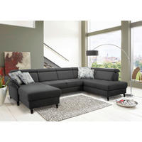 WOHNLANDSCHAFT Grau, Schwarz Mikrofaser  - Schwarz/Grau, KONVENTIONELL, Textil/Metall (165/317/193cm) - Sit & More
