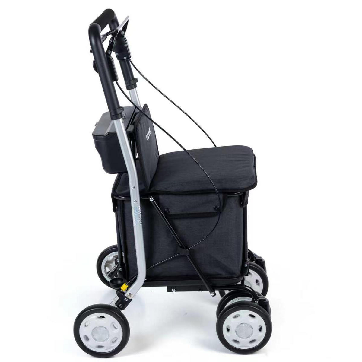 EINKAUFSTROLLEY  - Silberfarben/Schwarz, Trend, Textil/Metall (65/88.5/52.5cm) - Milino
