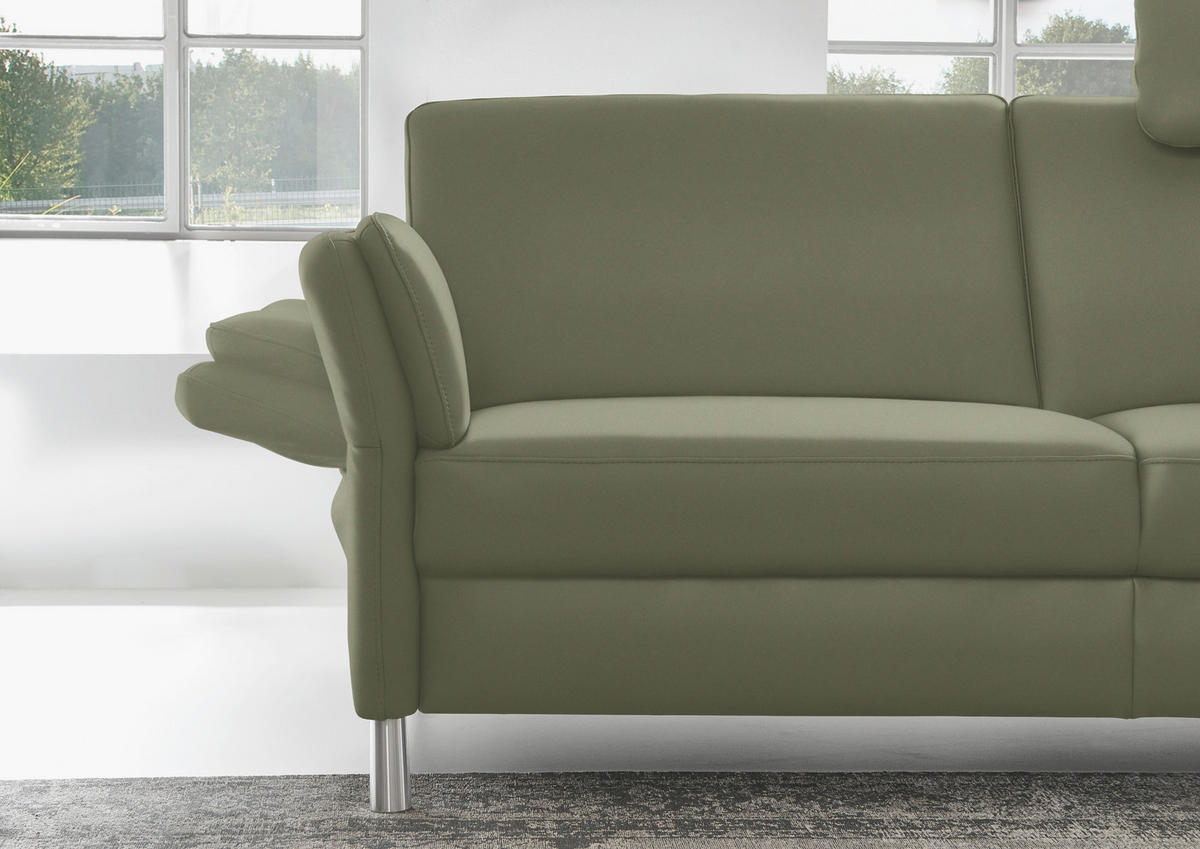 3-SITZER-SOFA in Echtleder Olivgrün  - Alufarben/Olivgrün, Design, Leder/Metall (190/82/99cm) - Dieter Knoll