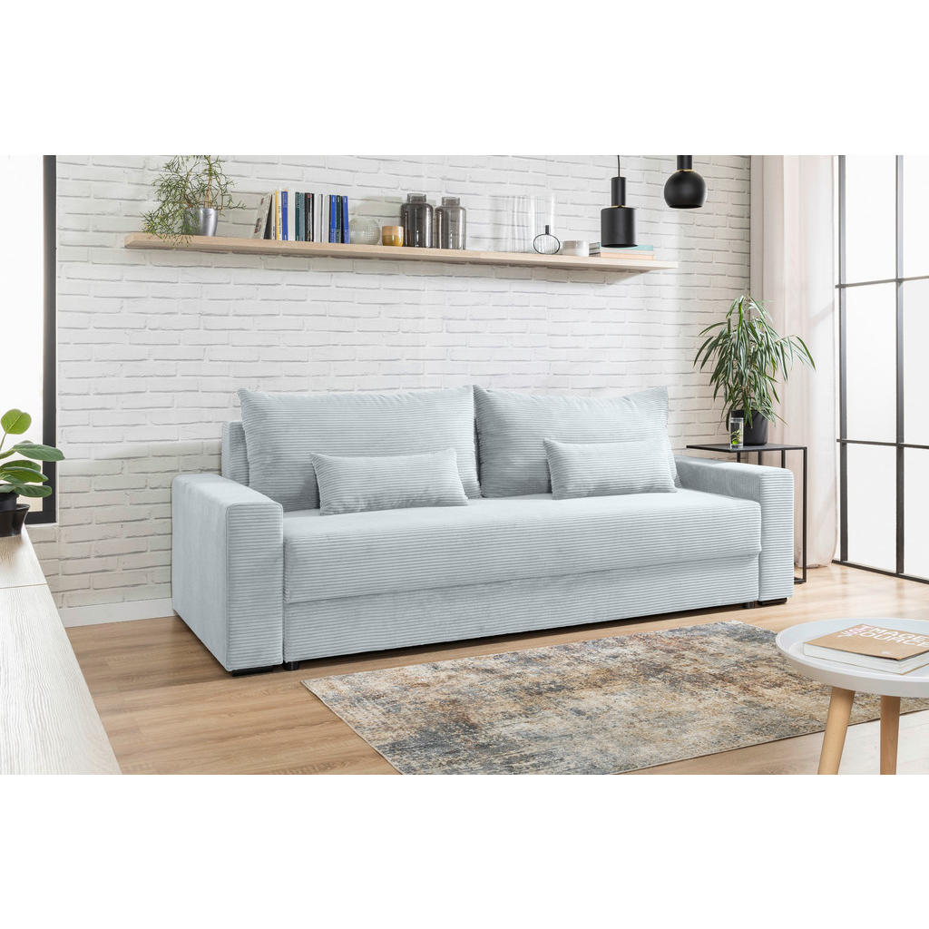 Thumbnail - Carryhome Schlafsofa, Grau, Textil, 2-Sitzer, Füllung: Schaumstoff, Silikon,Schaumstoff, Silikon, 233x92x108 cm, Liegefu...