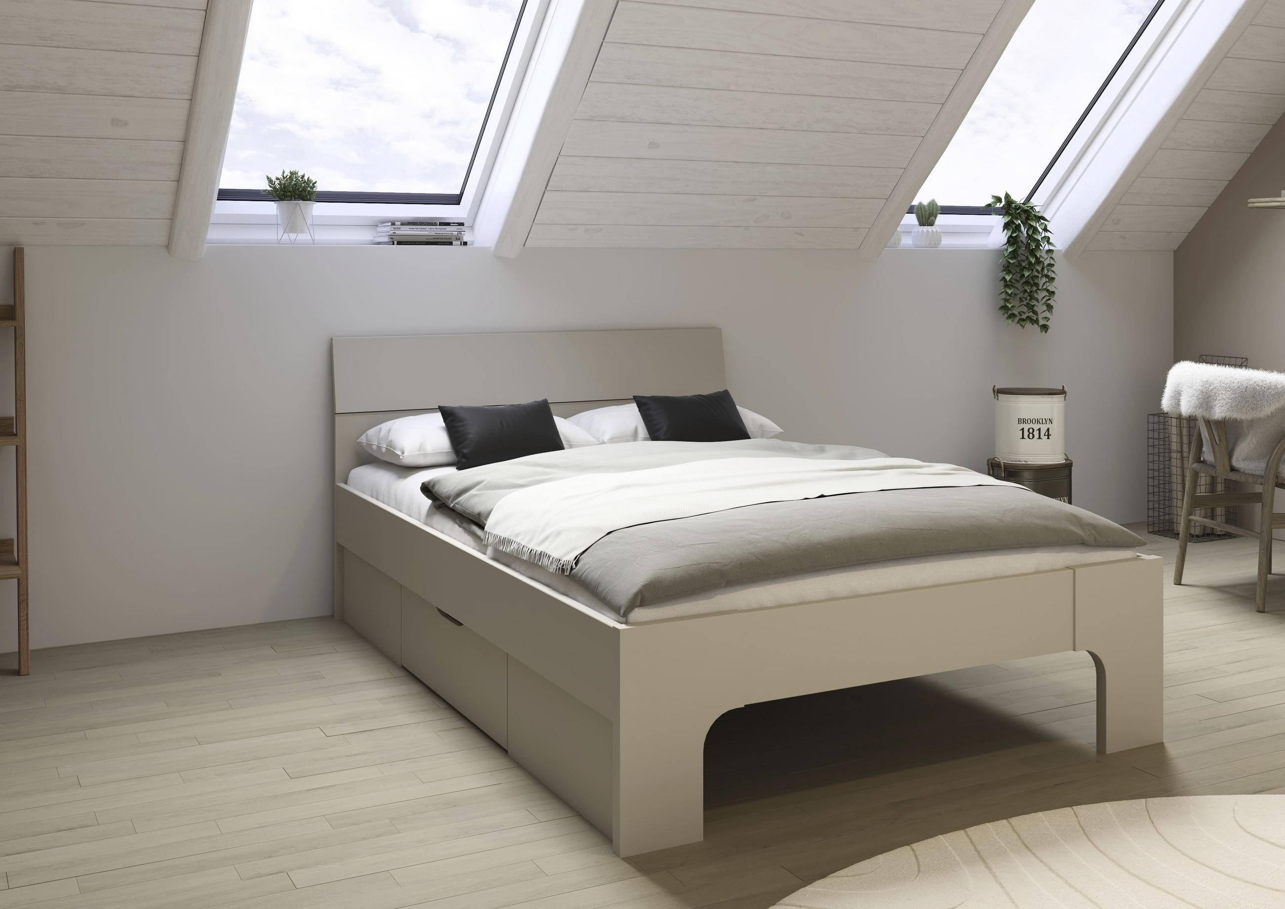 BETT 140/200 cm  in Champagner   - Champagner, Basics, Holzwerkstoff (140/200cm) - Boxxx