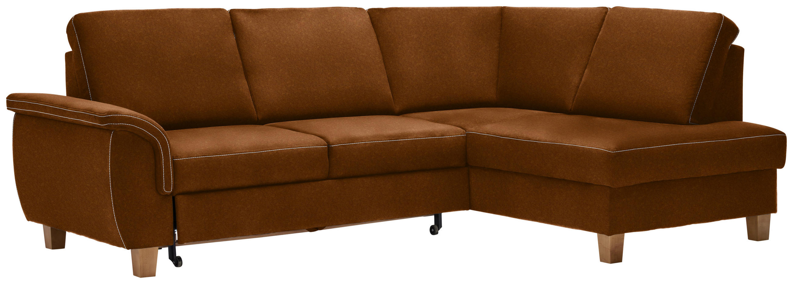 Thumbnail - Cantus Ecksofa, Bernstein, Textil, Eiche, Uni, 4-Sitzer, Ottomane rechts, L-Form, 253x185 cm, Stoffauswahl, seitenverkeh...