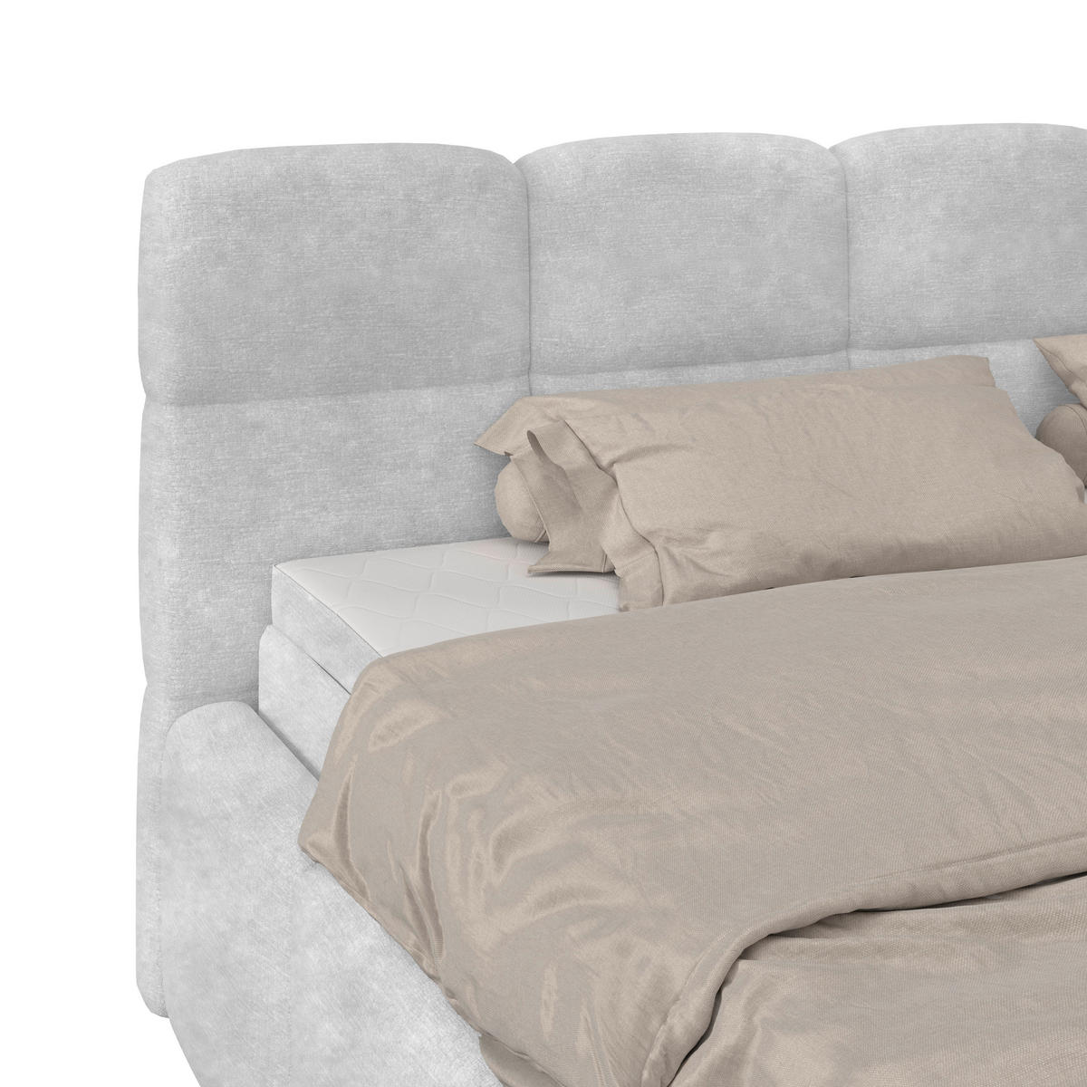 POLSTERBETT 160/200 cm,  in Hellgrau, Matratze, Bettkasten, H3 = fest  - Hellgrau/Schwarz, Trend, Kunststoff/Textil (160/200cm)