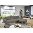 ECKSOFA in Echtleder Hellgrau  310/180 cm  - Hellgrau/Schwarz, Design, Leder/Metall (310/180cm) - Dieter Knoll