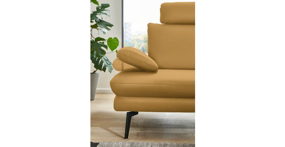 ECKSOFA in Echtleder Gelb  310/180 cm  - Gelb/Schwarz, Design, Leder/Metall (310/180cm) - Dieter Knoll