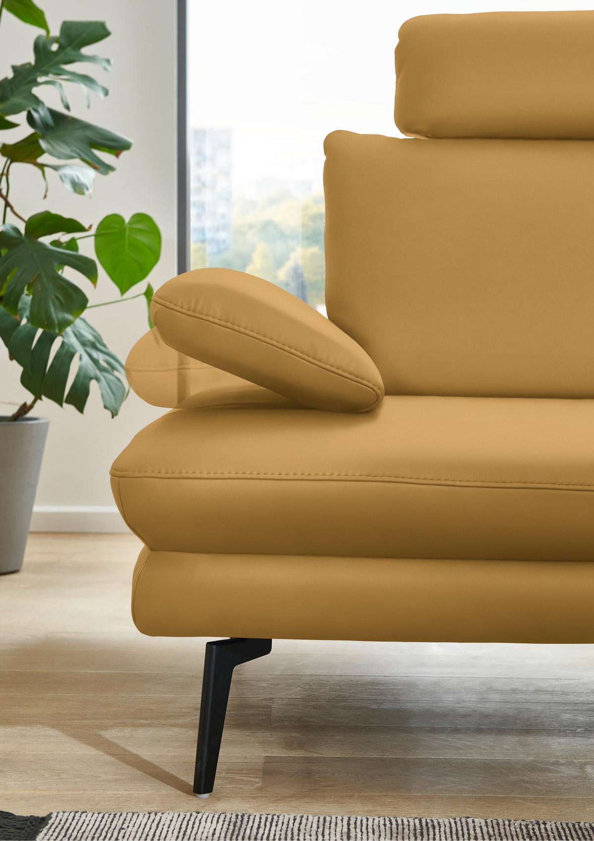 ECKSOFA in Echtleder Gelb  - Gelb/Schwarz, Design, Leder/Metall (310/180cm) - Dieter Knoll