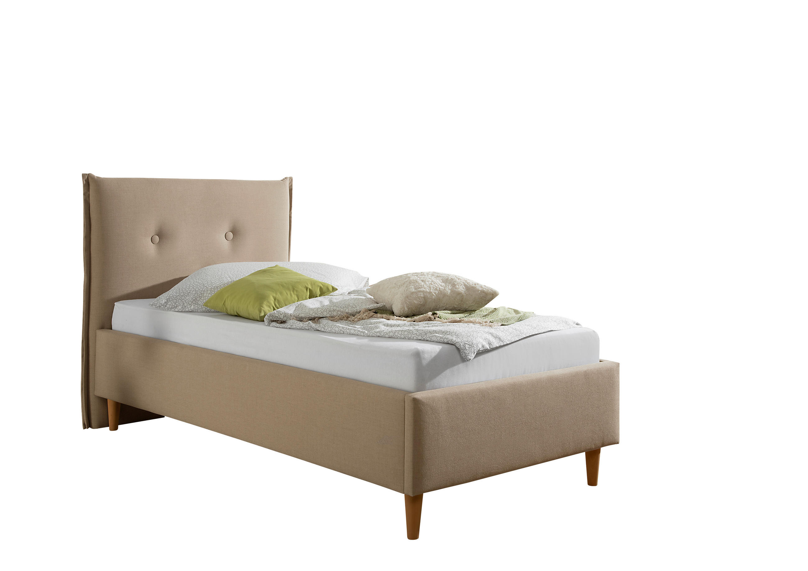POLSTERBETT 100/200 cm,  in Beige,  - Beige/Naturfarben, MODERN, Holz/Textil (100/200cm) - Livetastic