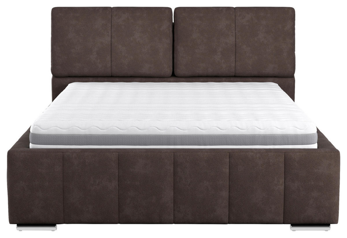ČALOUNĚNÁ POSTEL, 180/200 cm, hnědá - barvy stříbra/antracitová, Basics, kov/dřevo (180/200cm) - Welnova