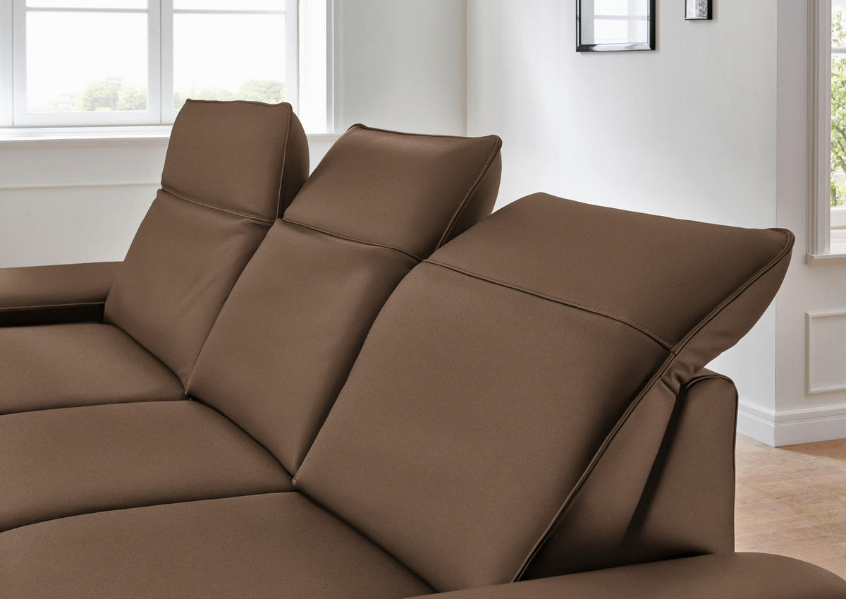 ECKSOFA in Echtleder Braun  - Schwarz/Braun, Design, Leder/Metall (193/328cm) - Dieter Knoll