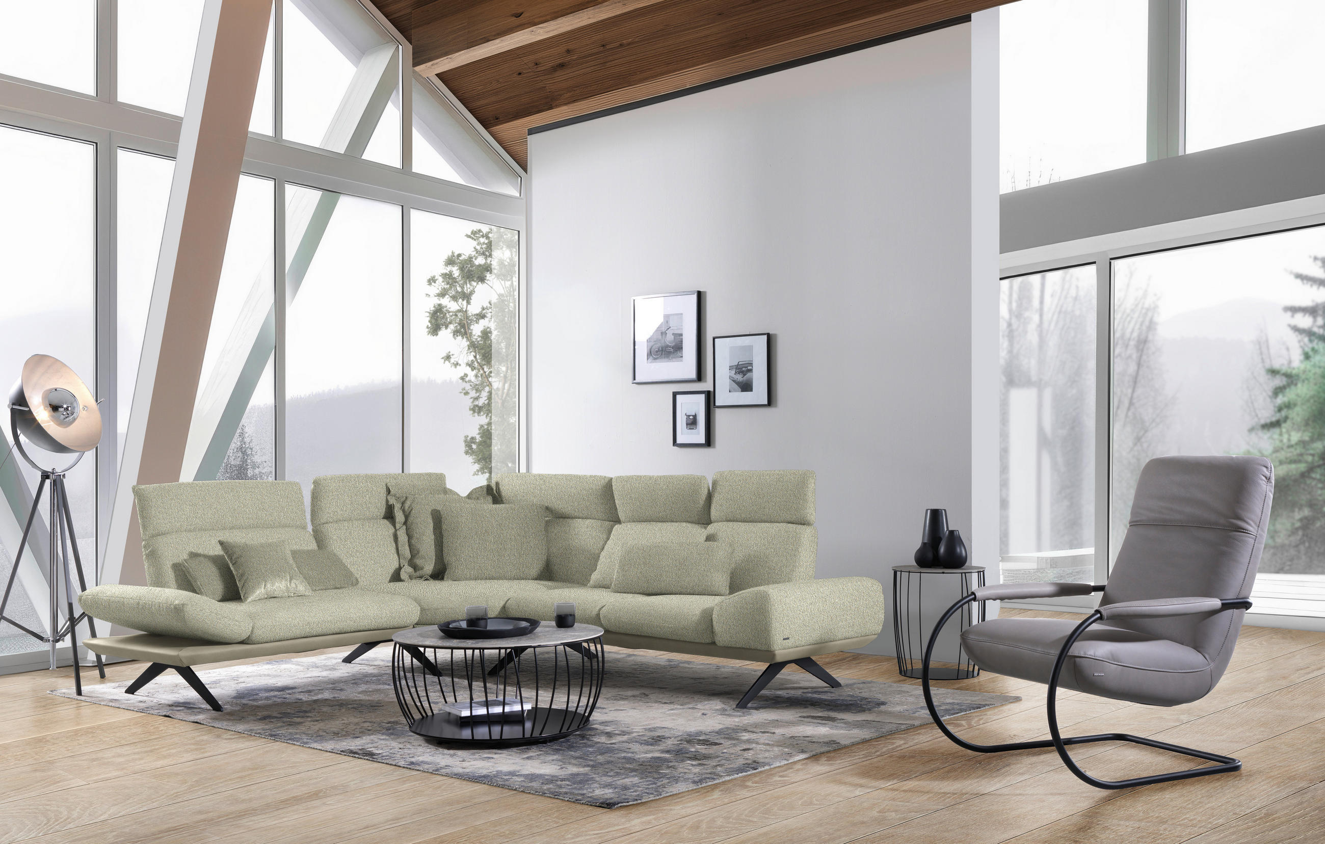 ECKSOFA in Flachgewebe Creme  239/270 cm  - Beige/Creme, Design, Textil/Metall (239/270cm) - Koinor