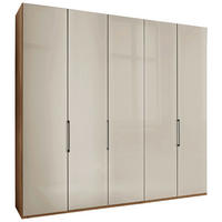 DREHTÜRENSCHRANK 250/216/58 cm,  in Champagner, Eiche Bianco, 5-türig  - Schieferfarben/Eiche Bianco, KONVENTIONELL, Glas/Holzwerkstoff (250/216/58cm) - Dieter Knoll