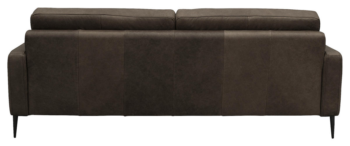 3-SITZER-SOFA in Echtleder Fango  - Fango/Schwarzchrom, Design, Leder/Metall (187/85/92cm) - Livetastic