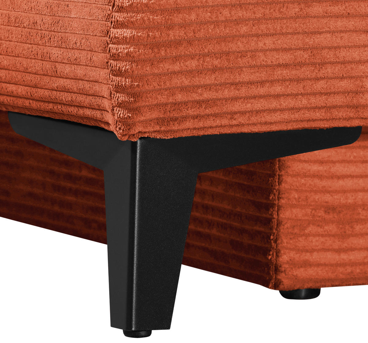 SCHLAFSOFA Cord Rostfarben  inkl. Bettkasten, Schlaffunktion, Armteilverstellung  - Rostfarben/Schwarz, Design, Textil/Metall (200/85/90cm) - Novel