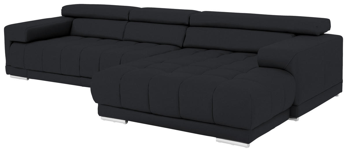 ECKSOFA in Echtleder Anthrazit  - Chromfarben/Anthrazit, Design, Leder/Metall (330/190cm) - Beldomo Speed