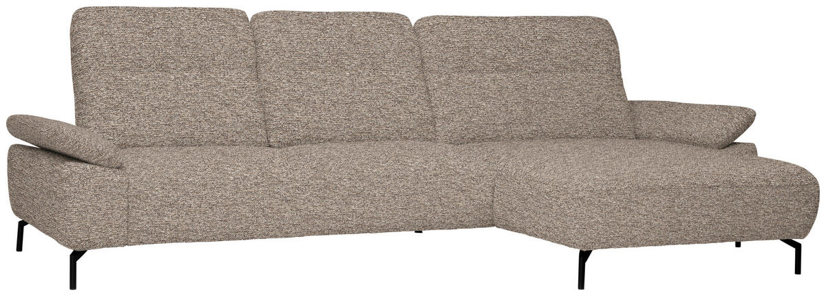 ECKSOFA in Chenille, Flachgewebe Beige  318/165 cm  - Beige/Schwarz, Design, Textil/Metall (318/165cm) - Xora