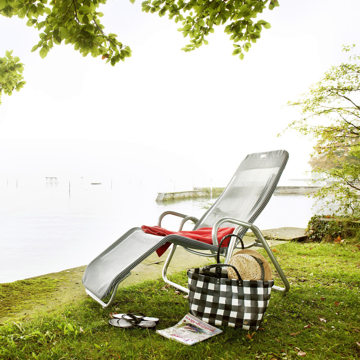 Sonnenliege Calypso aus 52/39/137 cm  - Grau, MODERN, Textil/Metall (52/39/137cm) - Acamp