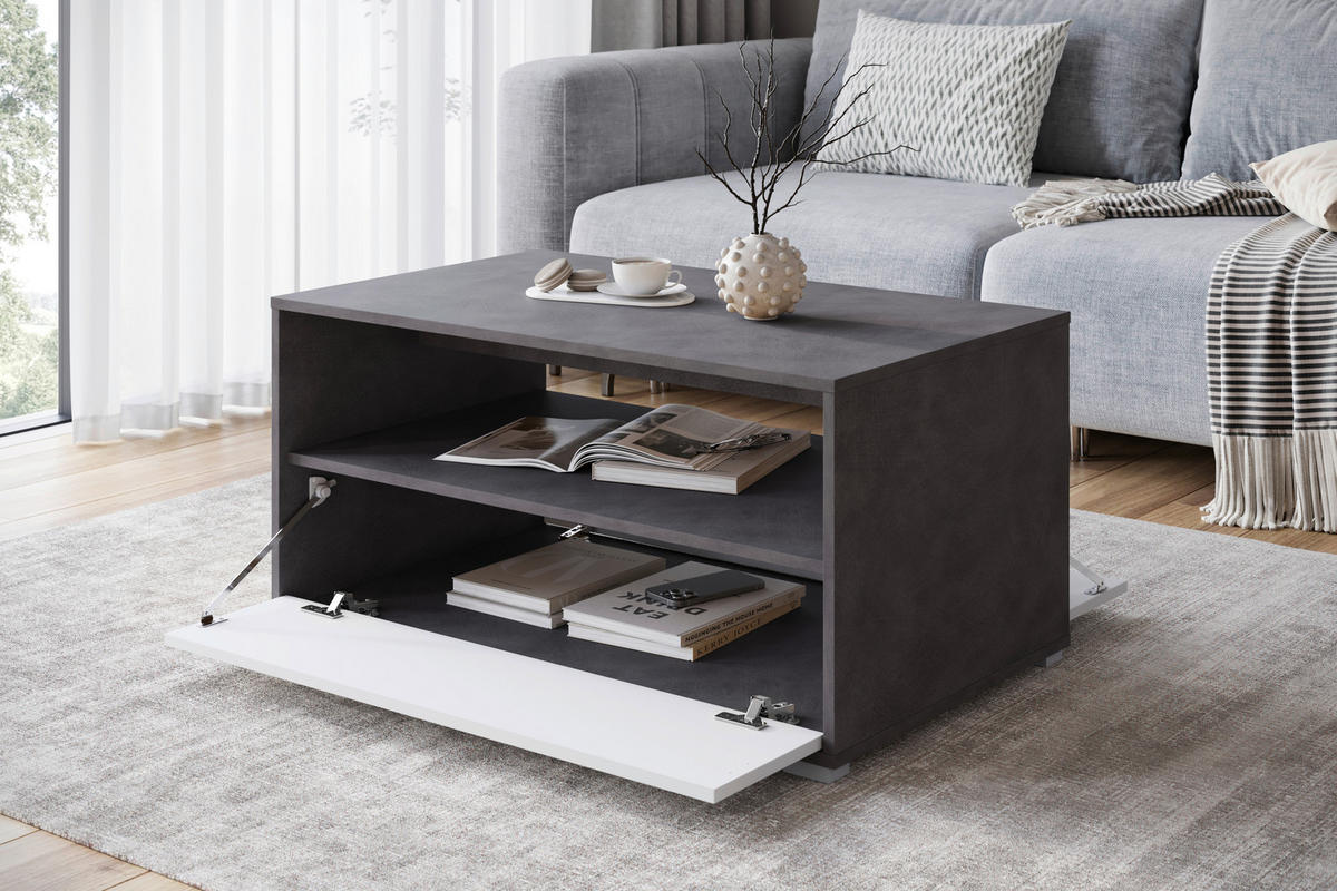 COUCHTISCH in Holzwerkstoff  - Weiss/Anthrazit, Trend, Holzwerkstoff/Kunststoff (90/45/55cm) - Livetastic