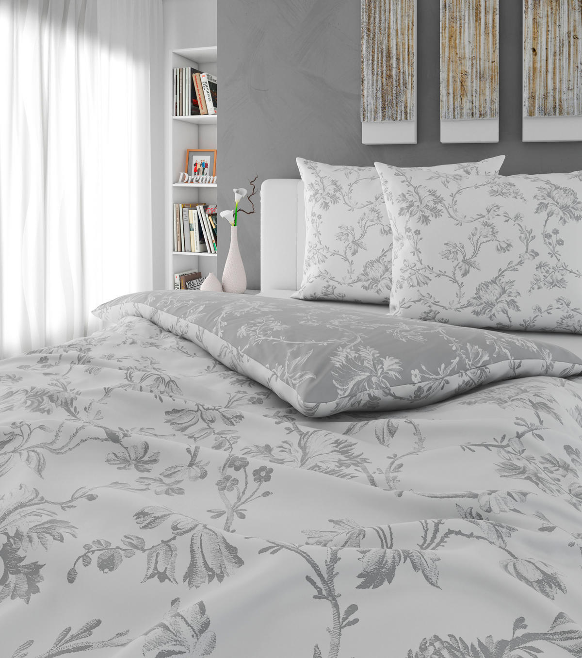 WENDEBETTWÄSCHE Satin 200/200 cm  - Silberfarben/Weiß, KONVENTIONELL, Textil (200/200cm) - Esposa