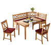 ECKBANKGRUPPE in Holz, Textil Rot, Wildeiche  - Wildeiche/Rot, Romantik / Landhaus, Holz/Textil (179/137cm) - Venda