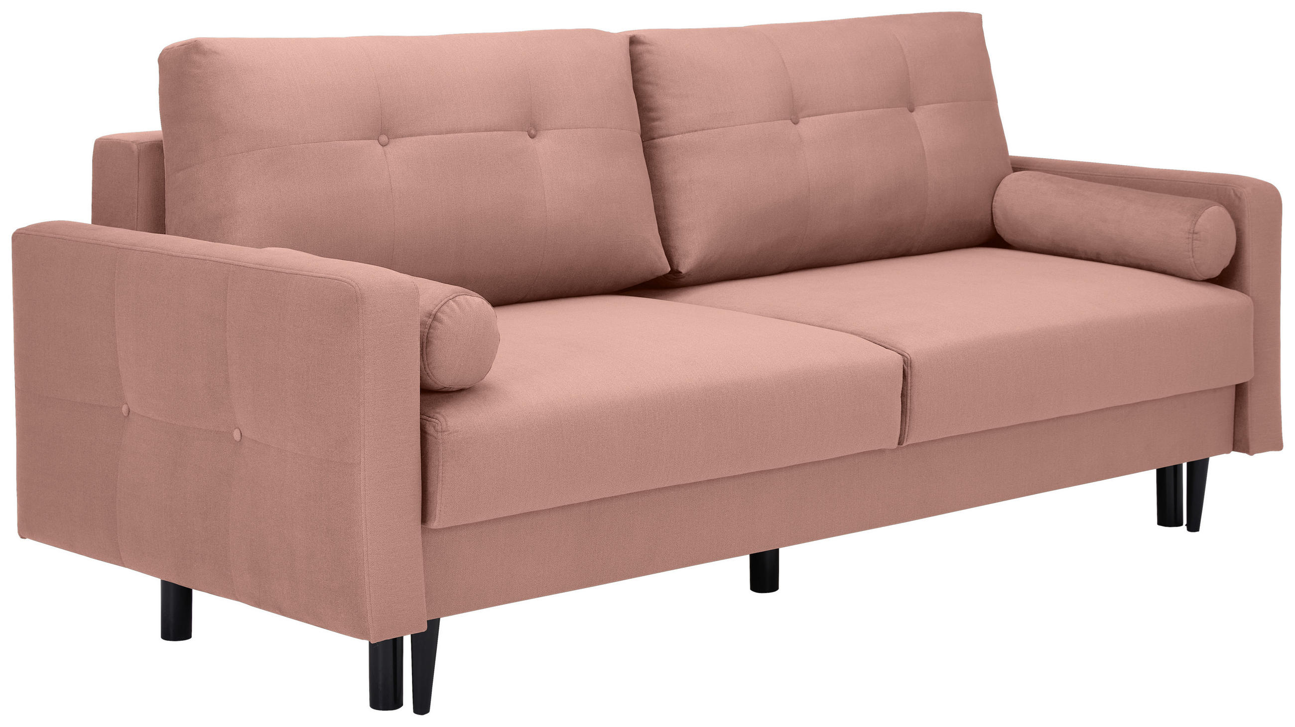 ROZKLÁDACÍ POHOVKA, textil, růžová - růžová/černá, Konvenční, dřevo/textil (220/95/98cm) - Carryhome