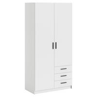 KLEIDERSCHRANK in Weiss  - Weiss/Schwarz, Basics, Holzwerkstoff/Metall (98,5ml) - MID.YOU