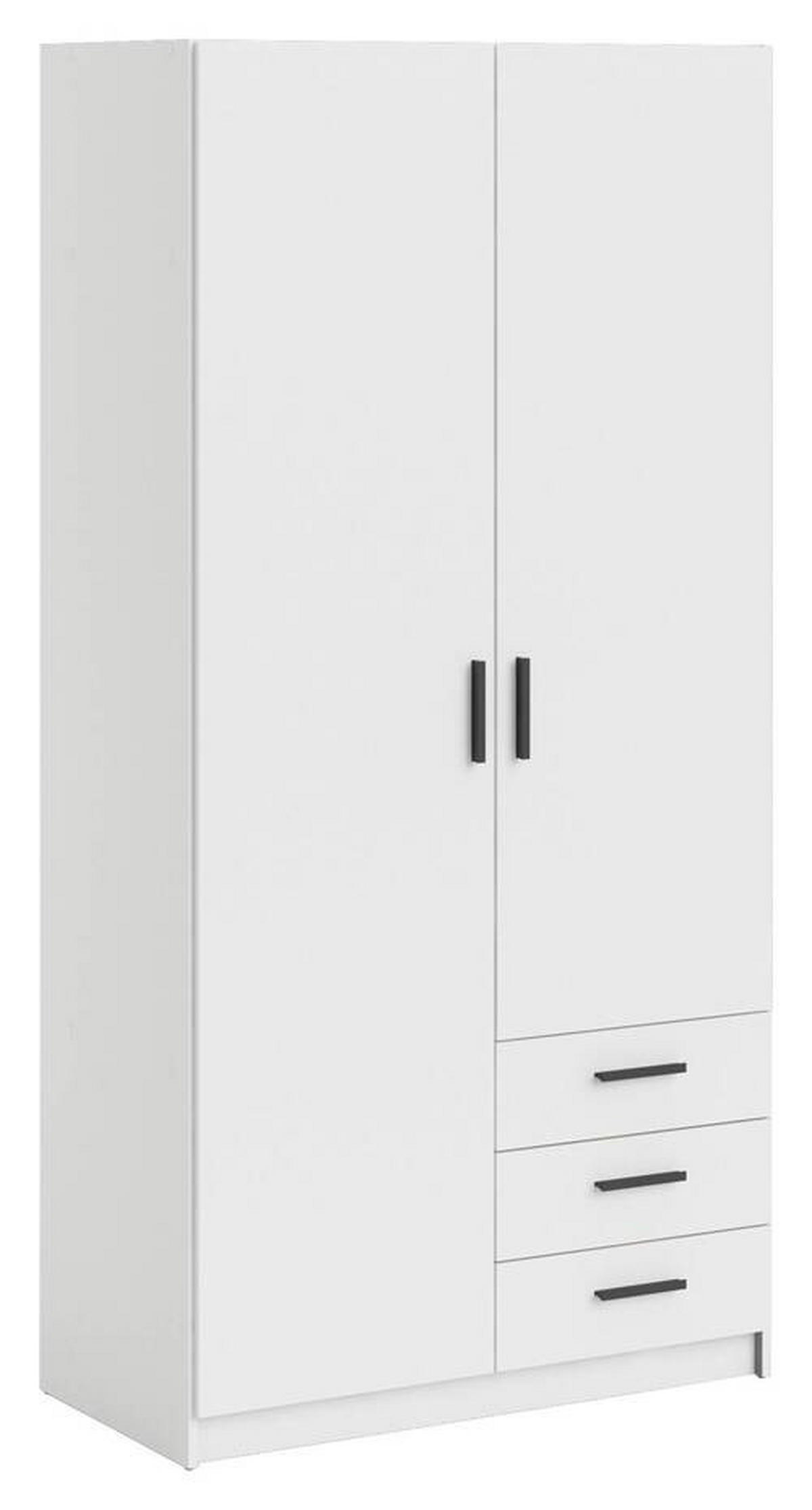 KLEIDERSCHRANK in Weiss  - Weiss/Schwarz, Basics, Holzwerkstoff/Metall (98,5ml) - MID.YOU