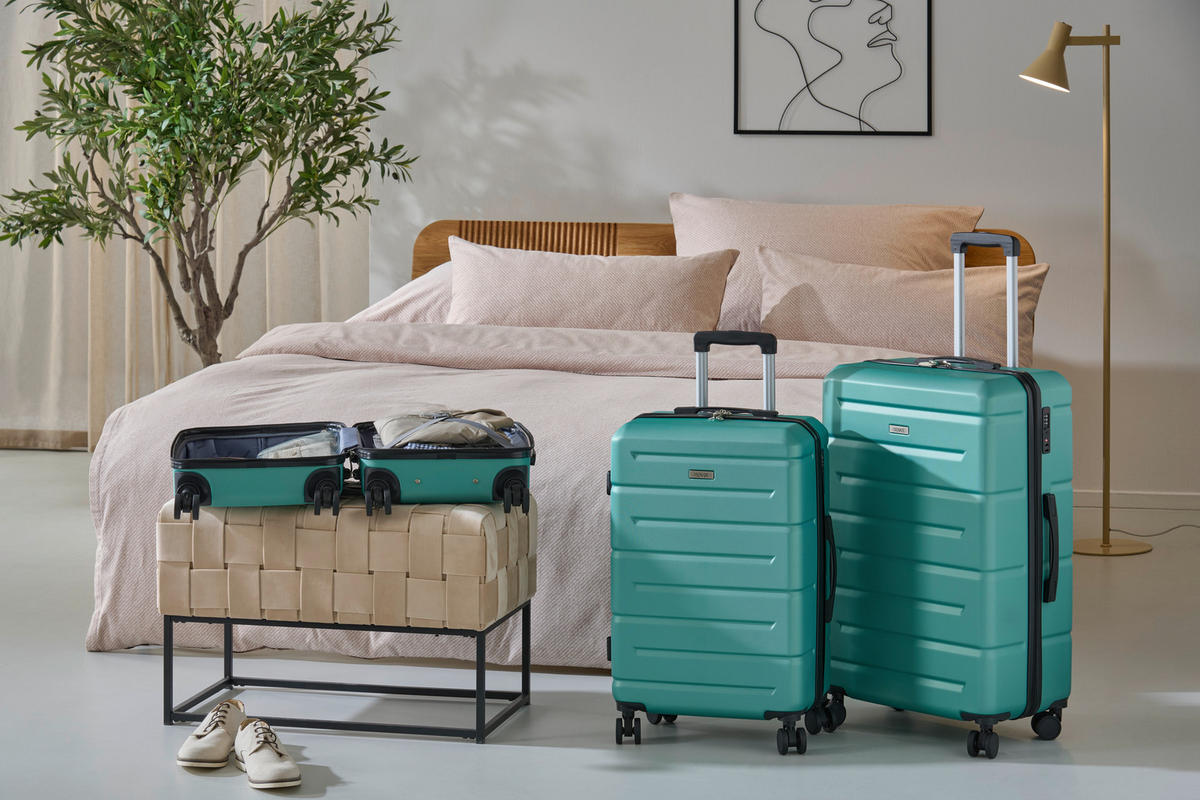 REISEKOFFERSET Grün 3-teilig  - Grün, Basics, Kunststoff/Textil - Novel