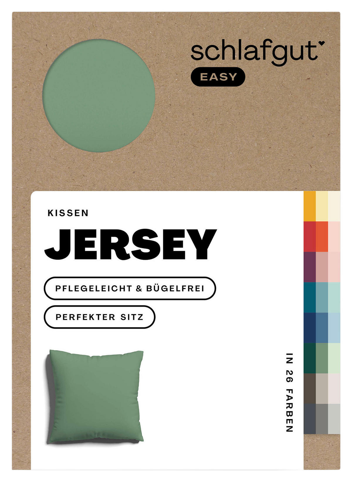KISSENHÜLLE EASY JERSEY 40/40 cm  - Salbeigrün, Basics, Textil (40/40cm) - Schlafgut