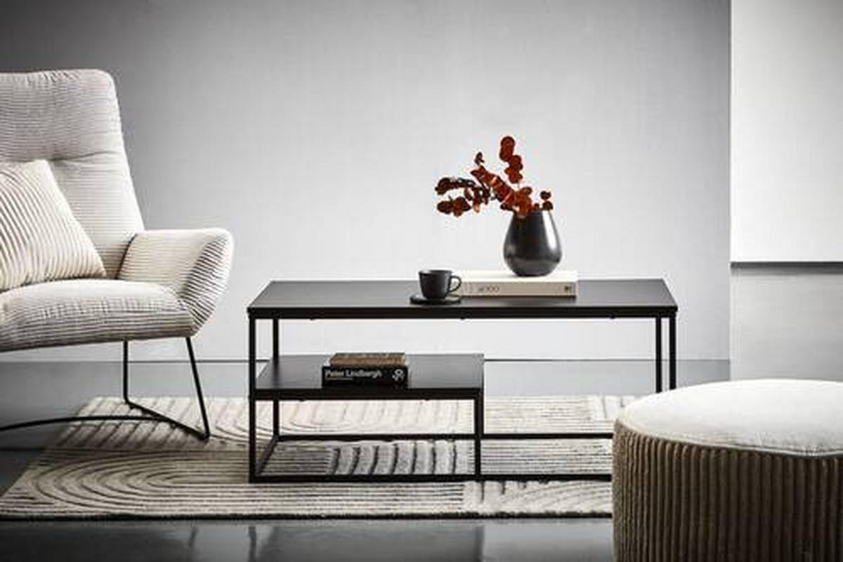Couchtisch Sun in Metall, Holzwerkstoff 110/60/45 cm  - Schwarz, Design, Holzwerkstoff/Metall (110/60/45cm) - MID.YOU