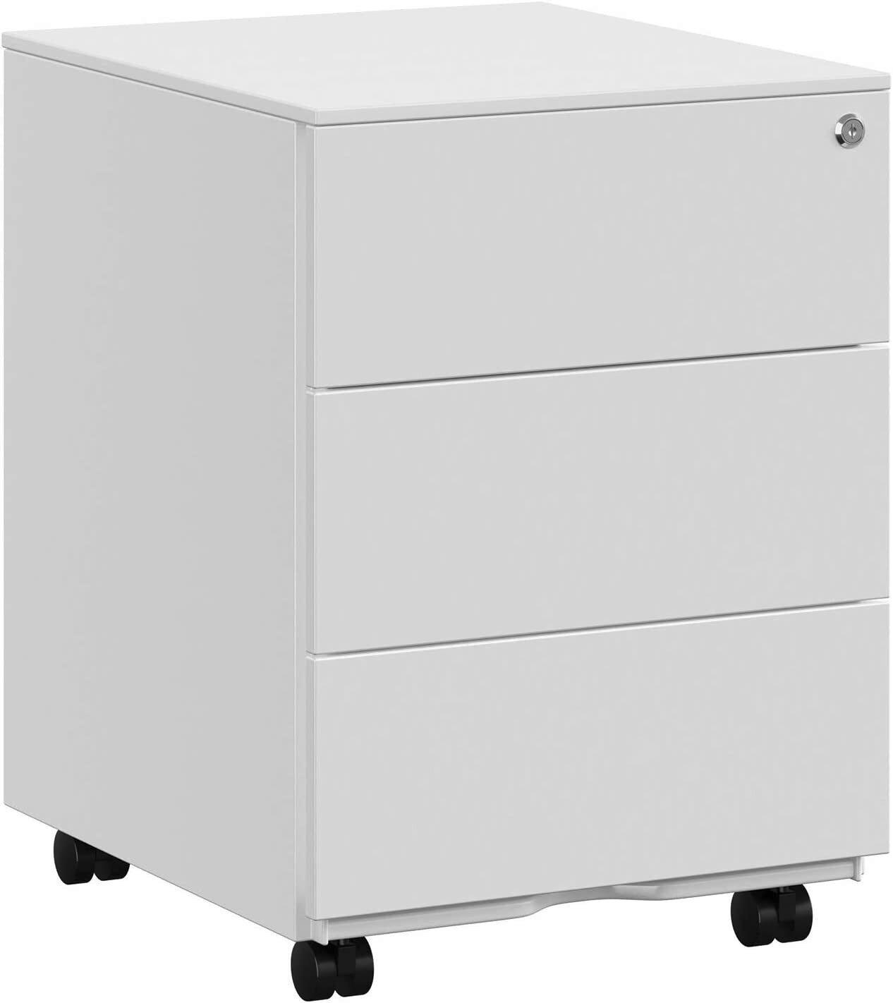 KONTAJNER NA KOLIESKACH, 39/55/45 cm - biela, Basics, kov/plast (39/55/45cm) - Boxxx