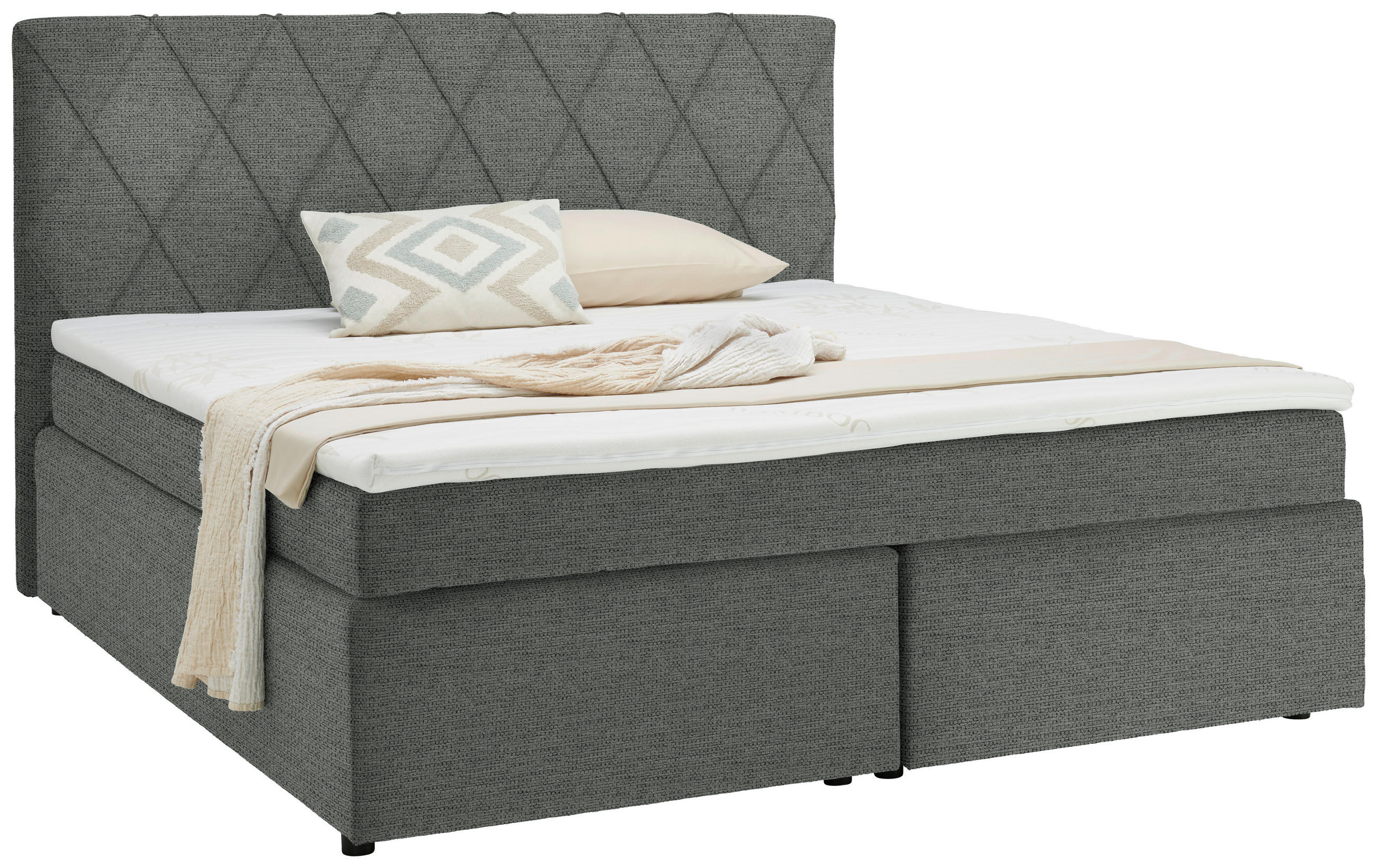 BOXSPRINGBETT 160/200 cm  in Grau  - Schwarz/Grau, Design, Holzwerkstoff/Kunststoff (160/200cm) - Xora
