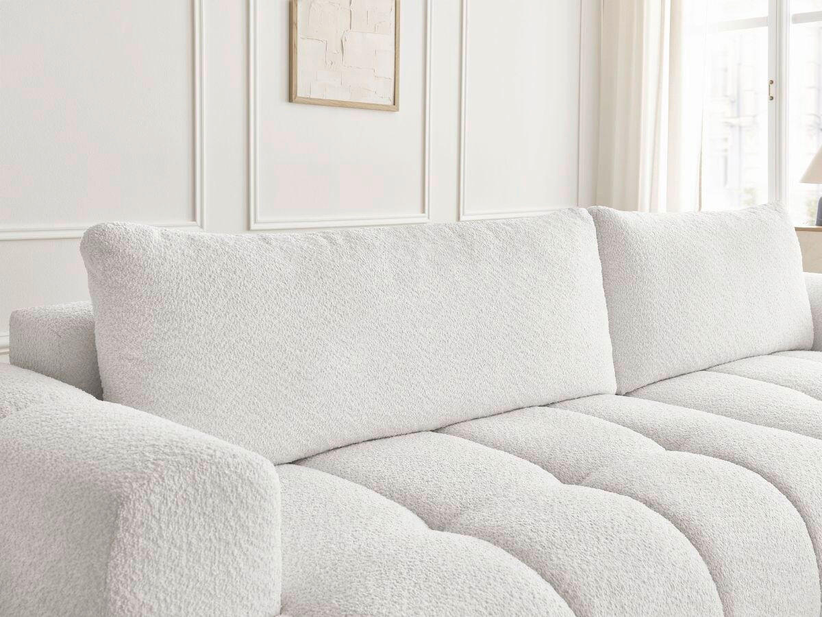 ECKSCHLAFSOFA FUJI Bouclé Weiß  inkl.  - Schwarz/Weiß, MODERN, Kunststoff/Textil (292/160cm)