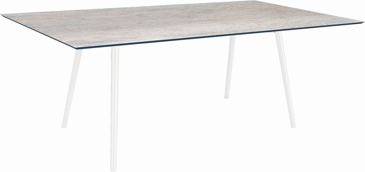 GARTENTISCH Kunststoff Grau rechteckig  - Weiß/Grau, MODERN, Kunststoff/Metall (180/100/75cm) - Stern